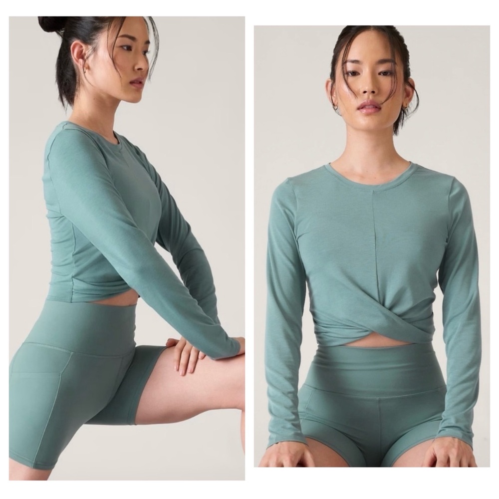 Athleta With Ease Twist Top in Oxidized Green (Minty Blue) Sz. XS